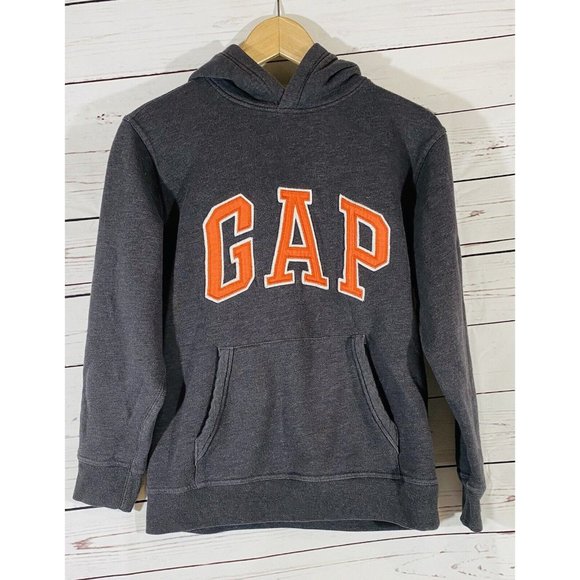 GAP Other - Gap Kids Hoodie Sz XXL Long Sleeve Gray Hooded Sweatshirt Orange Logo Spell Out